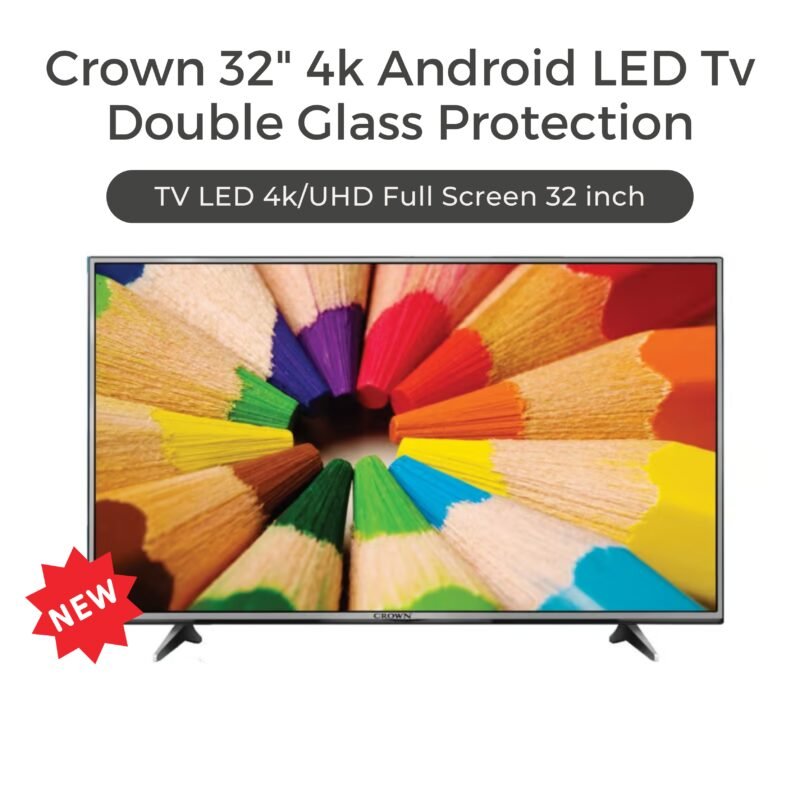 Crown 32" 4k Android Frameless Double Glass LED Tv