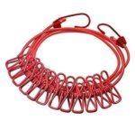 Stainless Steel Travel Clothesline with Clips & Hooks | Retractable & Stretchable Laundry Rope for Home, Outdoor, Camping, Hotel | Windproof & Portable Clothes Drying Line – 1.8m to 3.6m Extendable.
