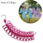 Stainless Steel Travel Clothesline with Clips & Hooks | Retractable & Stretchable Laundry Rope for Home, Outdoor, Camping, Hotel | Windproof & Portable Clothes Drying Line – 1.8m to 3.6m Extendable.