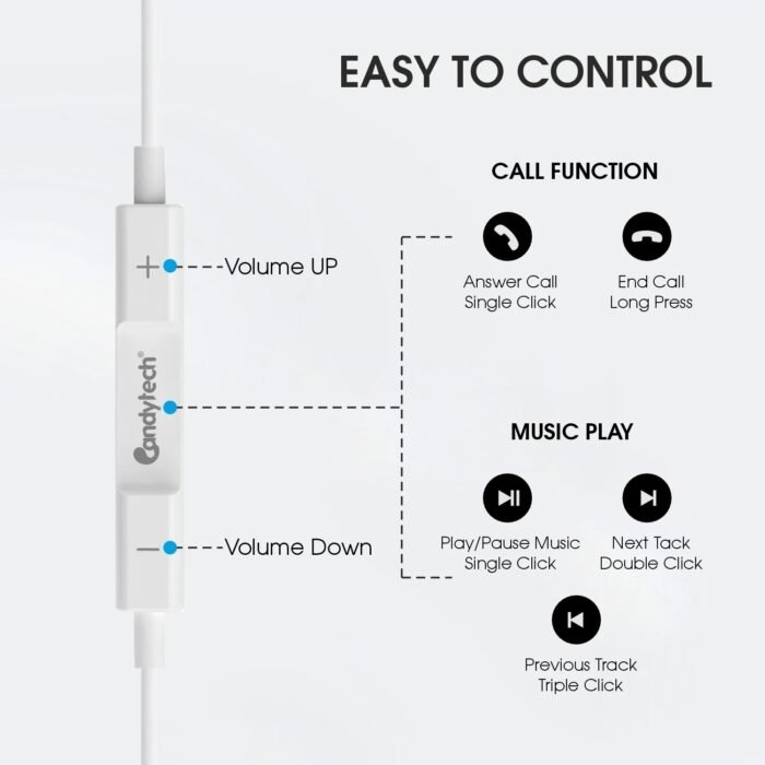 HF24 Type-C Wired Earphones with Mic & Volume Control | 10mm Drivers, Extra Bass, 360° Surround Sound | In-Line Remote | Lightweight & Durable | Compatible with Samsung, OnePlus, Xiaomi, Realme, iQOO, Nothing & More