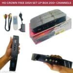 CROWN Full HD Free Dish Set Top Box | 200+ Free Channels | MPEG2/MPEG4 | AV Output | DVB-S2 Satellite Receiver (Random Color)