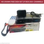 CROWN Full HD Free Dish Set Top Box | 200+ Free Channels | MPEG2/MPEG4 | AV Output | DVB-S2 Satellite Receiver (Random Color)