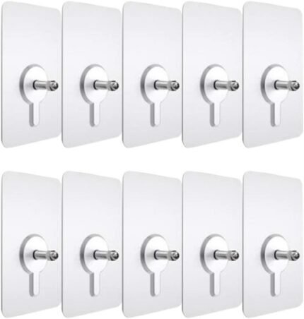 Self Adhesive Screw Sticker Hooks – Pack of 10