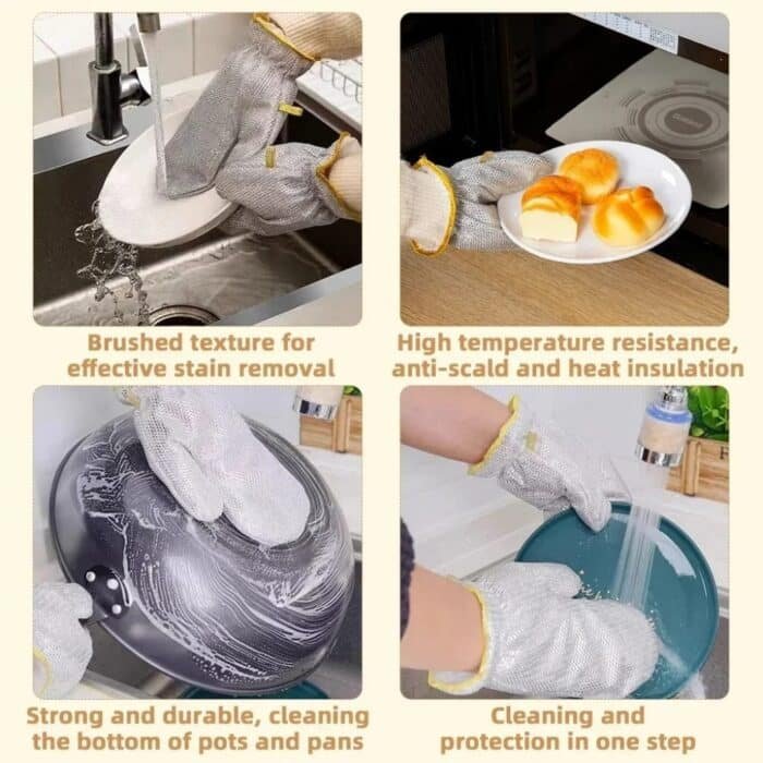 Steel Dish Washer Gloves Non-Scratch Kitchen Cleaning