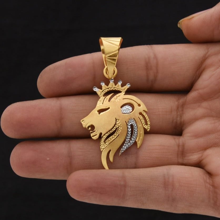 1 Gram Gold Plated Lion Decorative Design Best Quality Pendant for Men - Style B328 - AmazingBaba