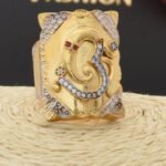 1 Gram Gold Plated Om with Diamond Design High-Quality Ring for Men - Style B425 - AmazingBaba