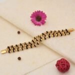 Attention-Getting Design 3 Line Gold Plated Rudraksha Bracelet for Men - Style B773 - AmazingBaba