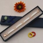 White & Rose Gold with Diamond FinelyCeramic Bracelet - Style C446 - AmazingBaba