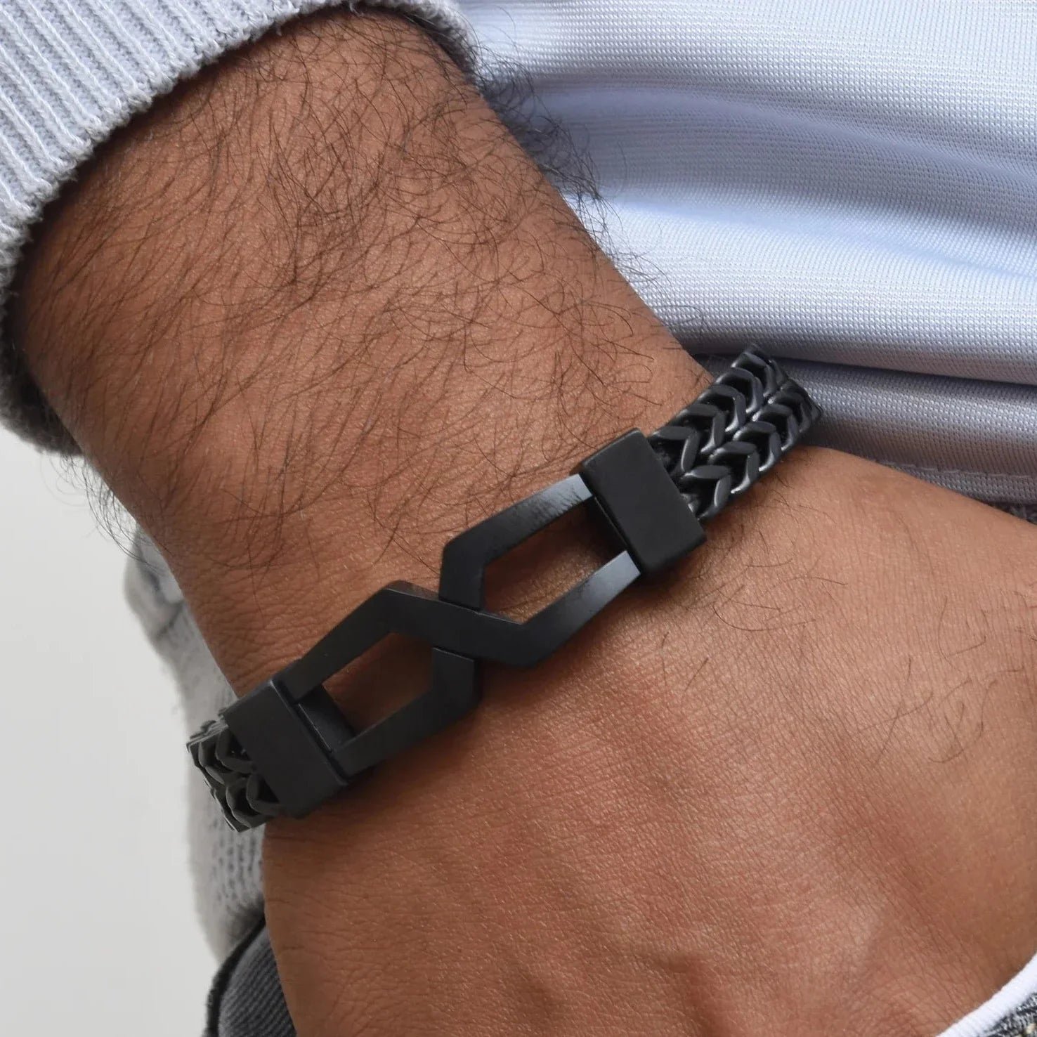 BR-304_4.progressive Brilliant Design Premium-Grade Quality Black Color Bracelet - Style C304 - AmazingBaba