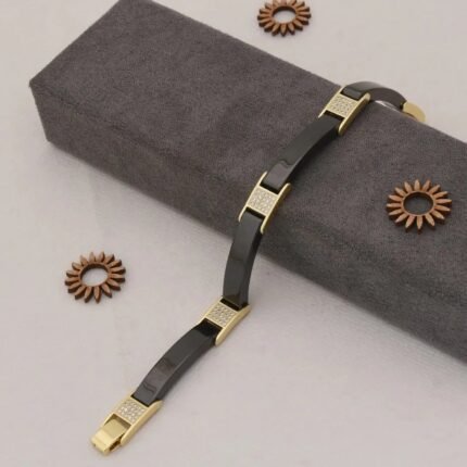Black & Gold with Diamond Lovely Ceramic Bracelet - Style C447 - AmazingBaba