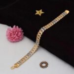 1 Gram Gold Plated with Diamond Artisanal Bracelet - Style C521 - AmazingBaba