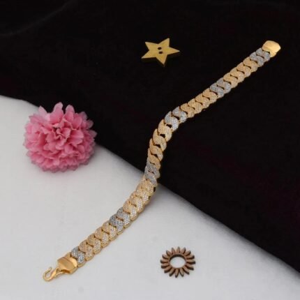 1 Gram Gold Plated with Diamond Artisanal Bracelet - Style C521 - AmazingBaba