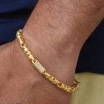 Etched Design with Diamond Best Quality Gold Plated Bracelet for Men - Style C643 - AmazingBaba