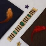 Green Stone Rudraksh with Diamond Best Quality Gold Plated Bracelet for Men - Style C727 - AmazingBaba