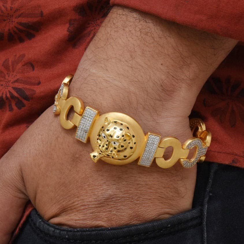 BR-752-4_900x_49c51e97-10de-4545-b9b7-169ce431b487 1 Gram Gold Plated Jaguar with Diamond Popular Design Bracelet for Men - Style C752 - AmazingBaba