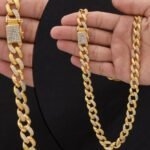 1 Gram Gold Plated with Diamond Attention-Getting Design Chain for Men - Style C615 - AmazingBaba