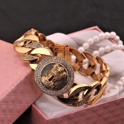 Gold Plated Indian Mudra with Diamond Bracelet - Style A395 - AmazingBaba