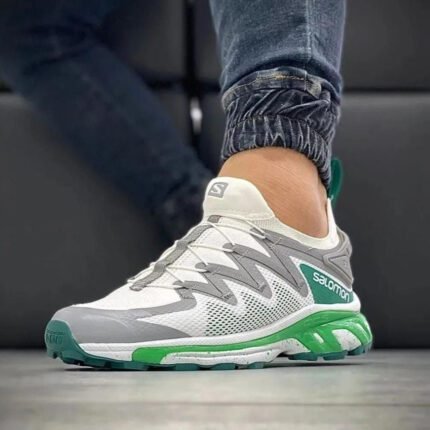 SALOMON XT-RUSH WHITE GREY GREEN SNEAKERS - AmazingBaba