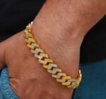 1 Gram Gold Plated with Diamond Design High-Quality Bracelet for Men - Style C778 - AmazingBaba