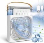 CREODEC-Portable-Humidifier-Air-Cooler-Mist-Fan-Mini-Cooler-for-Home-with-3-Speed-Mode-with-Water-Spray-7-Color-LED-Timer-USB-Personal-Cooler-Desk-Fan-for-Shop-Office-Kitchen