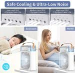 CREODEC-Portable-Humidifier-Air-Cooler-Mist-Fan-Mini-Cooler-for-Home-with-3-Speed-Mode-with-Water-Spray-7-Color-LED-Timer-USB-Personal-Cooler-Desk-Fan-for-Shop-Office-Kitchen - Image 5