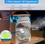 CREODEC-Portable-Humidifier-Air-Cooler-Mist-Fan-Mini-Cooler-for-Home-with-3-Speed-Mode-with-Water-Spray-7-Color-LED-Timer-USB-Personal-Cooler-Desk-Fan-for-Shop-Office-Kitchen - Image 3
