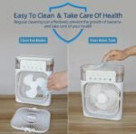 CREODEC-Portable-Humidifier-Air-Cooler-Mist-Fan-Mini-Cooler-for-Home-with-3-Speed-Mode-with-Water-Spray-7-Color-LED-Timer-USB-Personal-Cooler-Desk-Fan-for-Shop-Office-Kitchen - Image 4