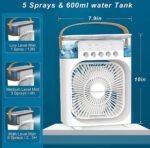 CREODEC-Portable-Humidifier-Air-Cooler-Mist-Fan-Mini-Cooler-for-Home-with-3-Speed-Mode-with-Water-Spray-7-Color-LED-Timer-USB-Personal-Cooler-Desk-Fan-for-Shop-Office-Kitchen - Image 2