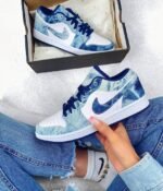 Nk Air Jordan 1 Low denim blue shoes - Image 7