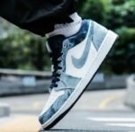 Nk Air Jordan 1 Low denim blue shoes - Image 4