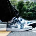 Nk Air Jordan 1 Low denim blue shoes - Image 5