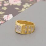 1 Gram Gold Plated with Diamond Finely Detailed Design Ring for Men - Style B214 - AmazingBaba