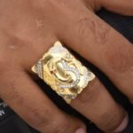 1 Gram Gold Plated Om with Diamond Design High-Quality Ring for Men - Style B425 - AmazingBaba