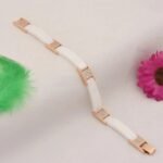 White & Rose Gold with Diamond FinelyCeramic Bracelet - Style C446 - AmazingBaba