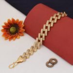 Full Diamonds ZigZag Design Gold Plated Bracelet For Men - Style A744 - Image 3