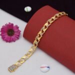 1 Gram Gold Plated with Diamond Sophisticated Design Bracelet for Men - Style C933