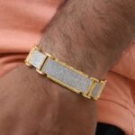 1 Gram Gold Plated with Diamond Antique Design Bracelet for Men - Style C351