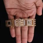 Square Type 4 OM Symbol With Black Mino Gold Plated Bracelet jewelry - Style A399