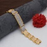 1 Gram Gold Plated with Diamond Antique Design Bracelet for Men - Style C351 - Image 2