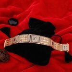 Square Type 4 OM Symbol With Black Mino Gold Plated Bracelet jewelry - Style A399 - Image 4